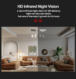 Load image into Gallery viewer, Indoor WiFi pet camera showing clear HD infrared night vision for monitoring pets day and night up to 10 meters distance
