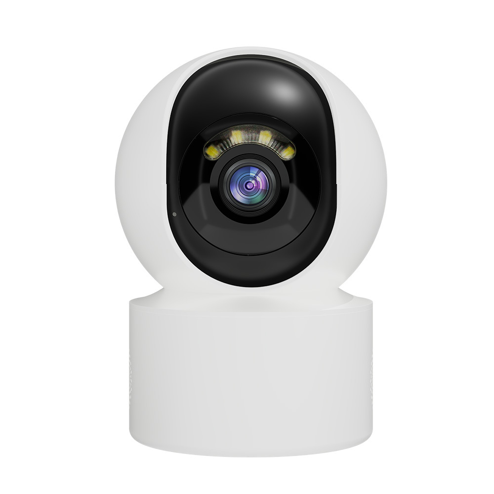 WiFi pet camera with indoor HD video, night vision, and a sleek white and black design for monitoring pets remotely
