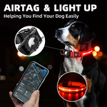 Load image into Gallery viewer, Waterproof glowing pet collar with Airtag holder for easy dog tracking and visibility at night.
