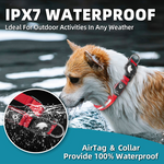Load image into Gallery viewer, Dog wearing a red waterproof Airtag pet collar standing in water, showcasing glowing and protective features.
