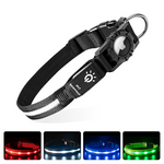 Load image into Gallery viewer, Waterproof Airtag pet collar with glowing LED lights in multiple colors for safety and protection during night walks
