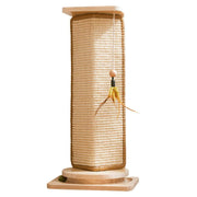 Durable corner cat scratch board with natural sisal and hanging feather toy, wall-friendly design for cats to play and scratch.