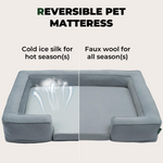 Load image into Gallery viewer, Reversible orthopedic dog bed with cold ice silk for summer and faux wool for all-season comfort and support
