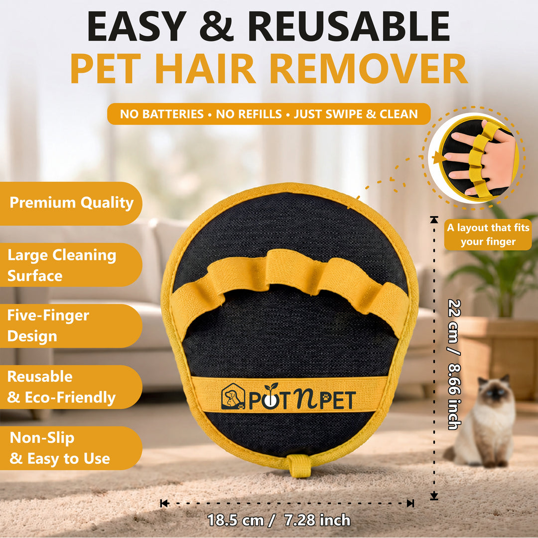 Pet Hair Remover Glove for Dogs & Cats, Electrostatic Reusable Grooming Glove, 5 Finger Deshedding Brush, Dog & Cat Hair Remover Tool for Furniture, Couch, Carpet, Car Seat & Clothes