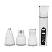 4-in-1 electric pet clipper with three detachable grooming heads and digital display for hair, nails, and paws care