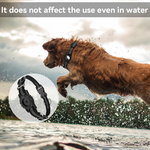 Load image into Gallery viewer, Golden retriever wearing reflective Airtag dog collar jumping in water with waterproof smart tracker case visible.
