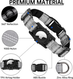 Load image into Gallery viewer, Reflective dog collar with Airtag holder, 360-degree reflection, durable 900D nylon, ABS buckle, and zinc alloy ring for pet tracking
