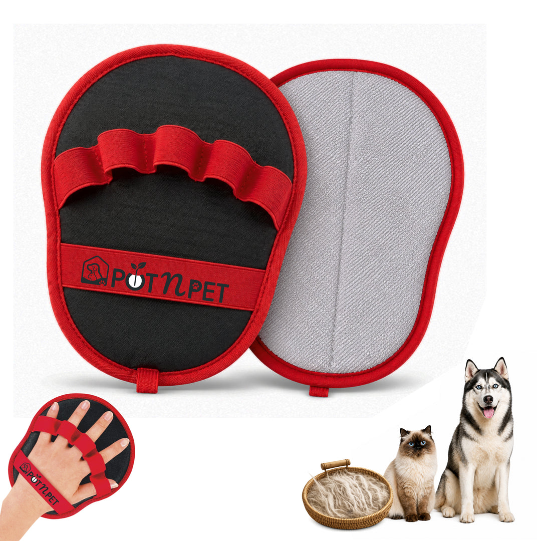 Pet Hair Remover Glove for Dogs & Cats, Electrostatic Reusable Grooming Glove, 5 Finger Deshedding Brush, Dog & Cat Hair Remover Tool for Furniture, Couch, Carpet, Car Seat & Clothes