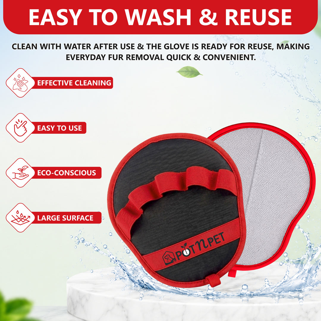 Pet Hair Remover Glove for Dogs & Cats, Electrostatic Reusable Grooming Glove, 5 Finger Deshedding Brush, Dog & Cat Hair Remover Tool for Furniture, Couch, Carpet, Car Seat & Clothes