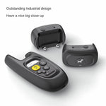 Load image into Gallery viewer, Close-up of a remote dog training collar and remote with shock correction and anti-bark features in black design
