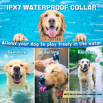 Load image into Gallery viewer, Waterproof remote dog training collar shown on dogs swimming, bathing, and in the rain for anti-bark and shock correction.
