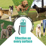 Load image into Gallery viewer, Six-Claw Dog Pooper Scooper in teal, portable and hygienic, effective on various outdoor surfaces with dog images around.
