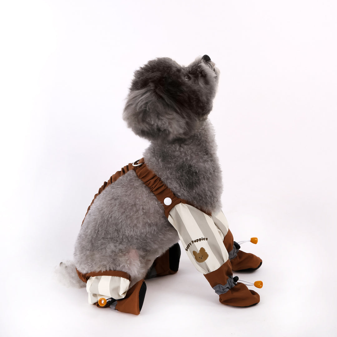 Small Dog Wearing Autumn Winter Dustproof Pants – Comfortable Striped Outfit | PonnPet USA