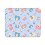 Load image into Gallery viewer, Light blue cooling dog mat with colorful heart shapes and paw prints for summer pet comfort and relief
