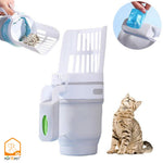 Load image into Gallery viewer, Pet litter box with scoop and a cat sitting next to it, featuring the PurrPet brand.