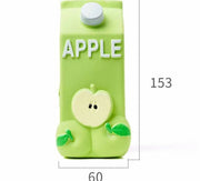 Green latex dog toy shaped like a floating apple beverage bottle, chew-resistant and measures 153mm by 60mm.