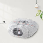 Load image into Gallery viewer, Foldable winter cat tunnel nest in soft plush with 80cm diameter and 25cm entrance for cats and small pets.
