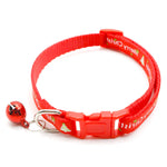 Load image into Gallery viewer, Adjustable red and green Father Christmas pet collar with holiday bell for dogs and cats festive Christmas accessory
