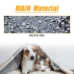 Load image into Gallery viewer, Close-up of silica gel beads and a dog and cat cozy under a blanket representing pet hair remover product material
