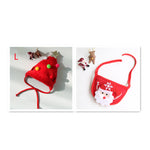 Load image into Gallery viewer, Red dog and cat Christmas hat with pom-poms and adjustable Santa bib for festive pet costumes
