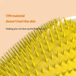 Load image into Gallery viewer, Close-up of yellow TPR material pet hair brush with soft flexible bristles for gentle cat grooming and hair removal
