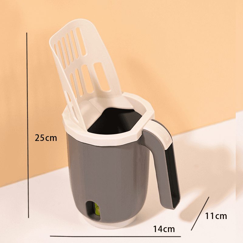 Gray cat litter scoop and waste bin combo with 25cm height and 14cm width, ideal for efficient litter cleaning and odor management.