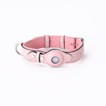 Load image into Gallery viewer, Pink leather adjustable pet collar with protective Airtag cover for cats and dogs, anti-lost tracking accessory
