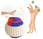 Load image into Gallery viewer, Dog training chew ball with attached draw rope, designed for tugging and teeth cleaning during playtime.
