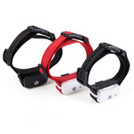 Load image into Gallery viewer, Three adjustable smart anti-bark spray dog collars in black and red nylon straps with electronic modules.
