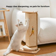 Cat using corner cat scratch board with durable sisal fabric to protect furniture and sharpen claws painlessly