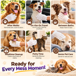 Load image into Gallery viewer, Dog being cleaned with rinse-free pet grooming glove wipe