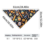 Load image into Gallery viewer, Halloween pet bandana with pumpkin, ghost, candy, and spider web prints, triangle bib for dogs and cats.
