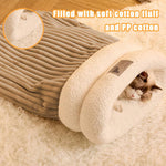 Load image into Gallery viewer, Cozy winter pet sleeping bag made of velvet and lambswool with soft cotton fluff, ideal for cats and small dogs.
