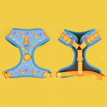 Load image into Gallery viewer, Adjustable breathable dog harness with colorful pattern and orange straps, lightweight and durable pet chest strap for walking pets
