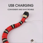 Load image into Gallery viewer, Interactive electric snake cat toy showing USB charging cable for easy power recharge
