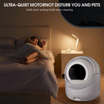Load image into Gallery viewer, Smart automatic cat litter box with ultra-quiet motor, app controlled, self-cleaning, 10L drawer in bedroom setting
