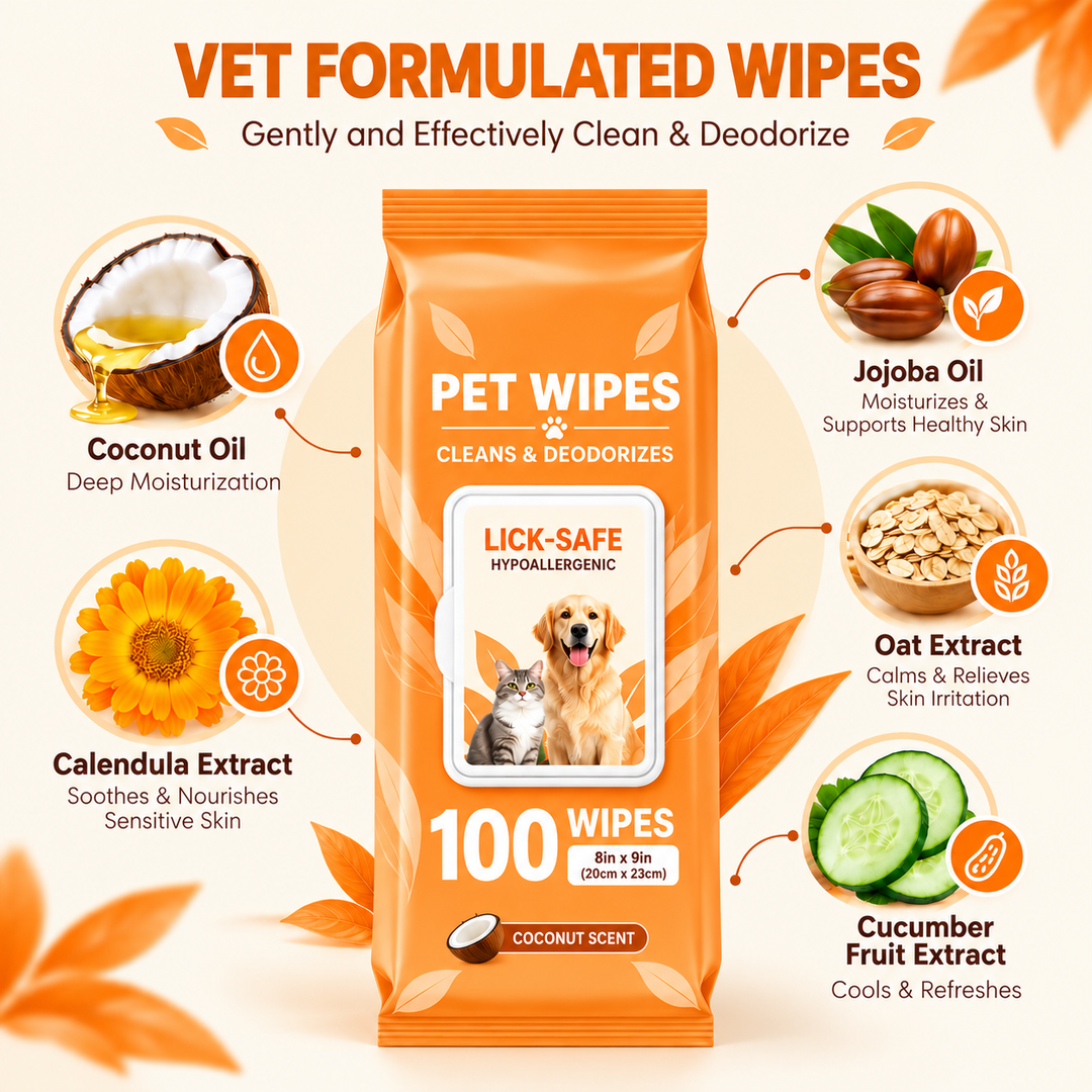 Resealable pack of extra large dog wipes, 100 thick grooming wipes