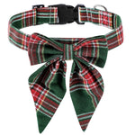 Load image into Gallery viewer, Adjustable plaid Christmas dog bow tie collar in red and green for small, medium, and large dogs holiday festive wear
