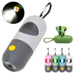 Load image into Gallery viewer, LED light pet waste bag dispenser with clip for dogs and cats, available in multiple colors with flashlight function.
