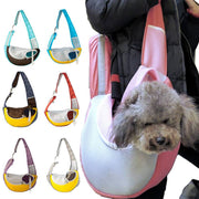Breathable mesh pet backpack carrier in various colors for small dogs and cats up to 15kg, hands-free shoulder design.