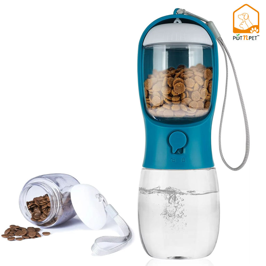 3-in-1 Portable Dog Water Bottle – Feeder, Waste Bag & Bowl Combo for Travel