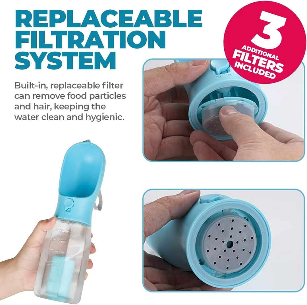 3-in-1 Portable Dog Water Bottle – Feeder, Waste Bag & Bowl Combo for Travel