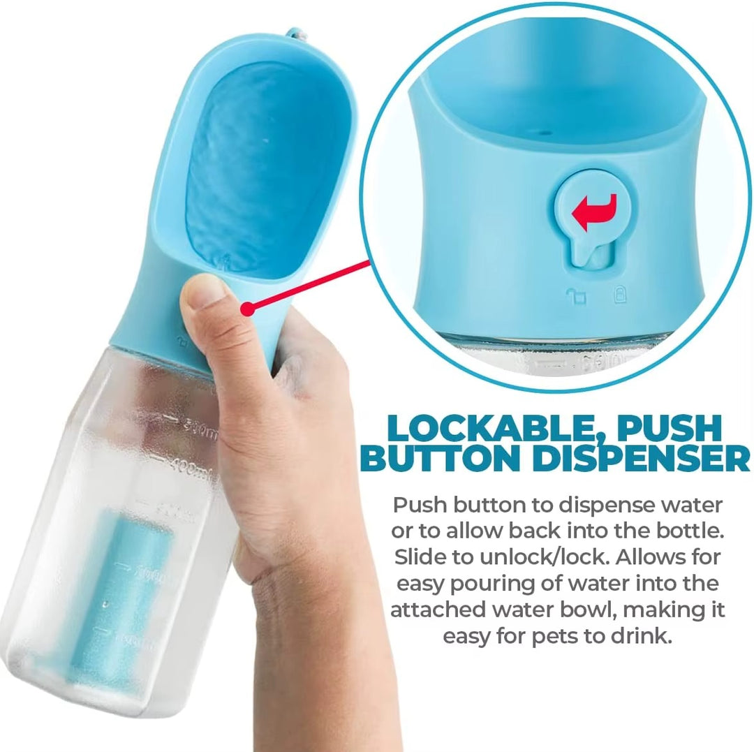 3-in-1 Portable Dog Water Bottle – Feeder, Waste Bag & Bowl Combo for Travel
