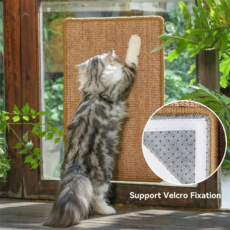 POT N PET™ Sisal Cat Scratch Mat – Anti-Scratch Multi-Size Vertical Wall Mounted Sisal Crumb-Free Pet Toys Indoor Cat Scratching Bed