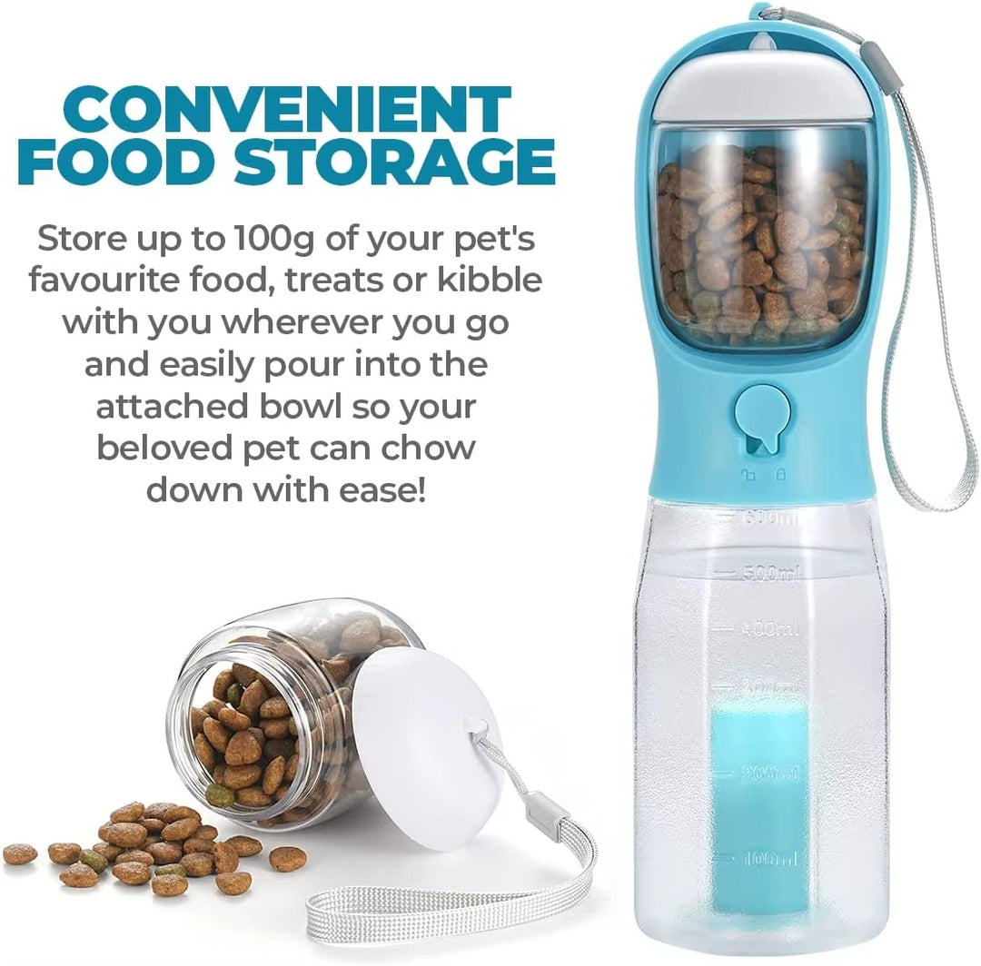 Pet food storage bottle with transparent container 