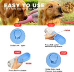 Load image into Gallery viewer, Dog drinking from a 2-in-1 food and water dispenser with step-by-step instructions on how to use it.