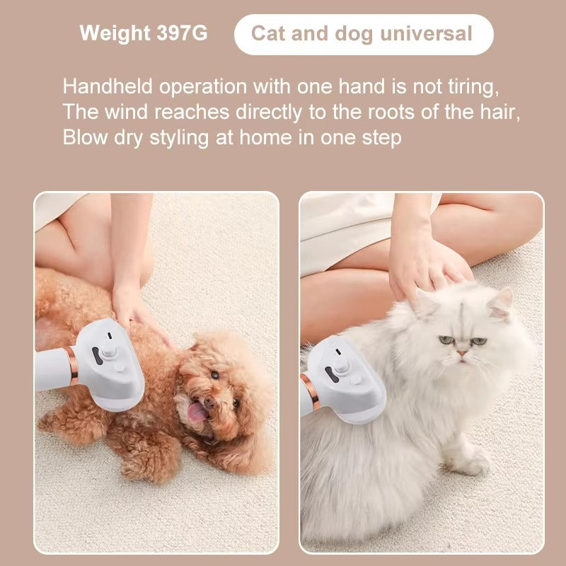 Pet Air Dryer with Hot Spray – One-Click Hair Removal Blower for Dogs & Cats | Fast Drying, Quiet, Portable Grooming Tool for Home & Pet Salons