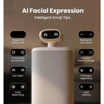 Load image into Gallery viewer, Automatic cat feeder with AI face displaying emoji expressions for status like live video, food dispensing, and laser teasing.
