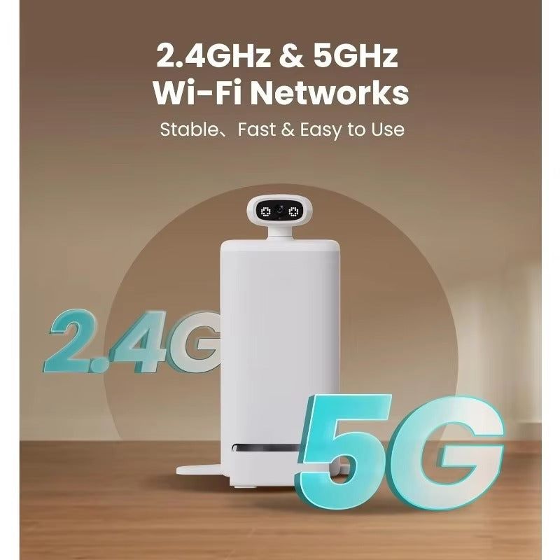 Automatic cat feeder camera compatible with 2.4GHz and 5GHz Wi-Fi for stable, fast, and easy pet feeding control