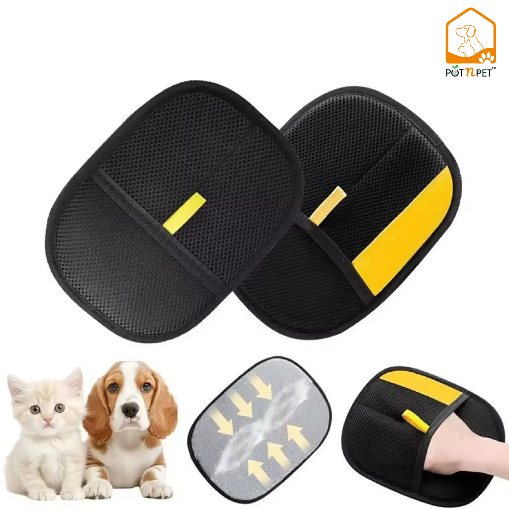 Pet Hair Remover Glove + Dual Brush – Cat & Dog Grooming Tool